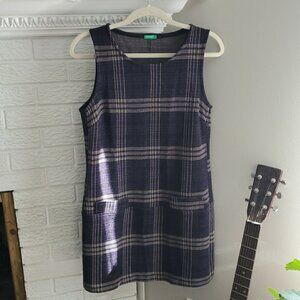 United Colors of Benetton Women's Plaid Mini Wool Blend Purple Dress Size M